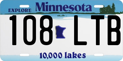 MN license plate 108LTB