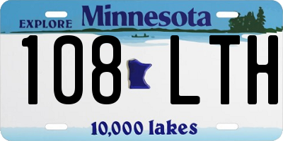 MN license plate 108LTH