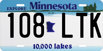 MN license plate 108LTK