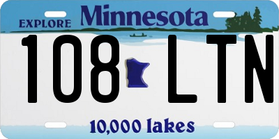 MN license plate 108LTN