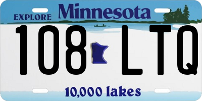 MN license plate 108LTQ