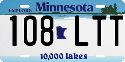 MN license plate 108LTT