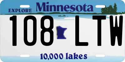 MN license plate 108LTW