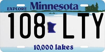 MN license plate 108LTY