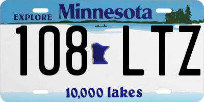 MN license plate 108LTZ