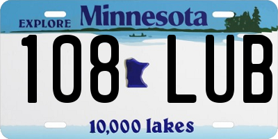 MN license plate 108LUB