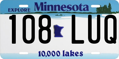 MN license plate 108LUQ