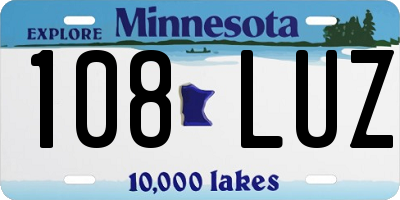 MN license plate 108LUZ