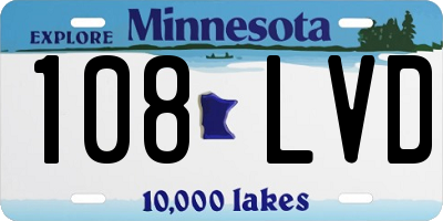 MN license plate 108LVD