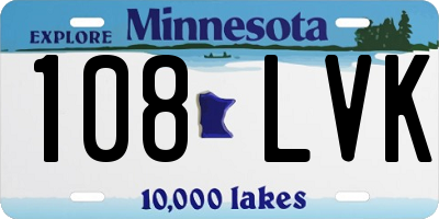 MN license plate 108LVK