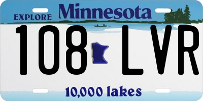 MN license plate 108LVR