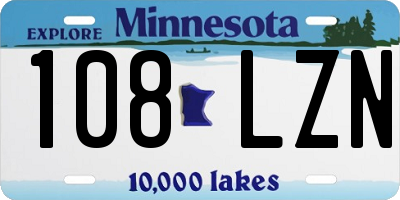 MN license plate 108LZN