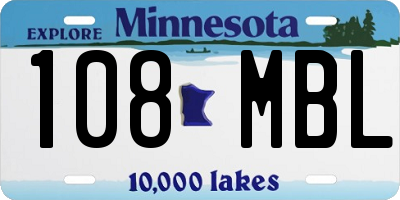 MN license plate 108MBL