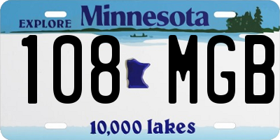 MN license plate 108MGB