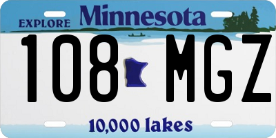 MN license plate 108MGZ