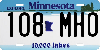 MN license plate 108MHO