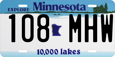 MN license plate 108MHW