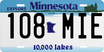 MN license plate 108MIE