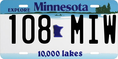 MN license plate 108MIW