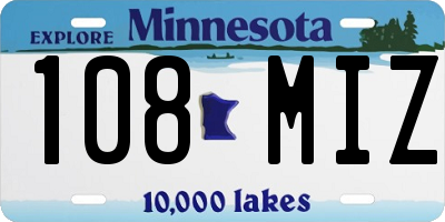 MN license plate 108MIZ