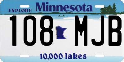 MN license plate 108MJB