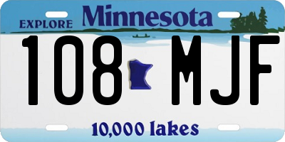 MN license plate 108MJF
