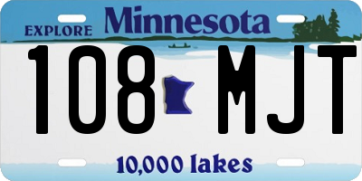 MN license plate 108MJT
