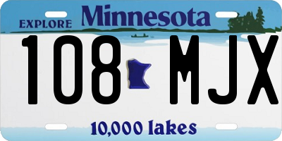 MN license plate 108MJX