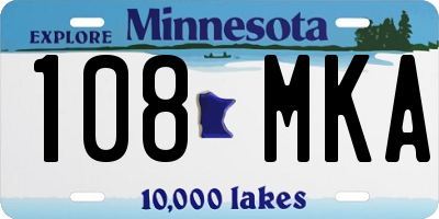 MN license plate 108MKA