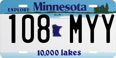 MN license plate 108MYY