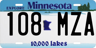 MN license plate 108MZA