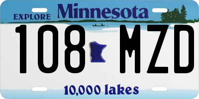 MN license plate 108MZD