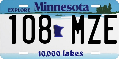 MN license plate 108MZE