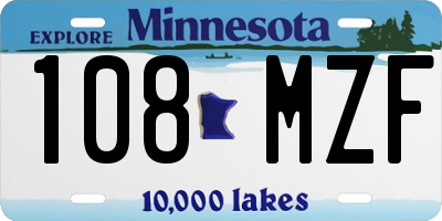 MN license plate 108MZF