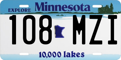 MN license plate 108MZI