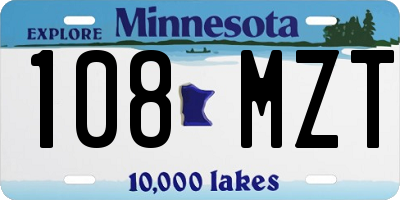 MN license plate 108MZT