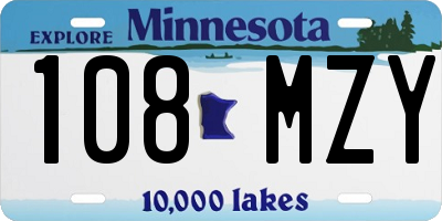 MN license plate 108MZY