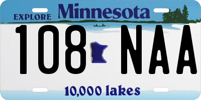 MN license plate 108NAA