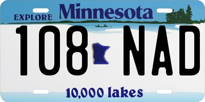 MN license plate 108NAD