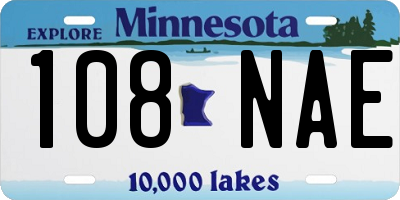 MN license plate 108NAE