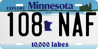 MN license plate 108NAF