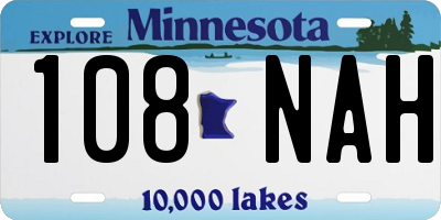 MN license plate 108NAH