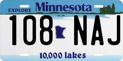 MN license plate 108NAJ