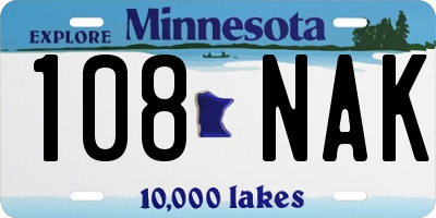 MN license plate 108NAK