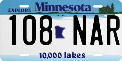 MN license plate 108NAR