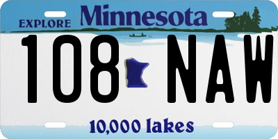 MN license plate 108NAW