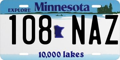 MN license plate 108NAZ