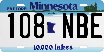 MN license plate 108NBE