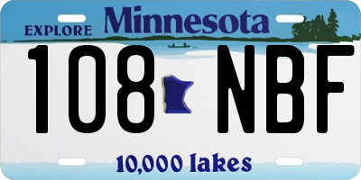 MN license plate 108NBF