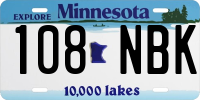 MN license plate 108NBK